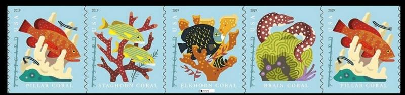 #5367 -5370 2019 Coral reefs Coil PNC5 - MNH (Ships after 4/4)