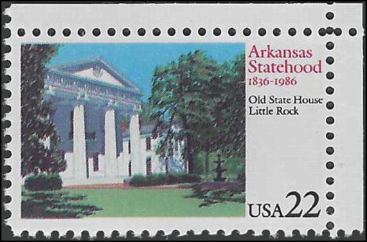 #2167 22c 150th Anniversary Arkansas Statehood 1986 Mint NH