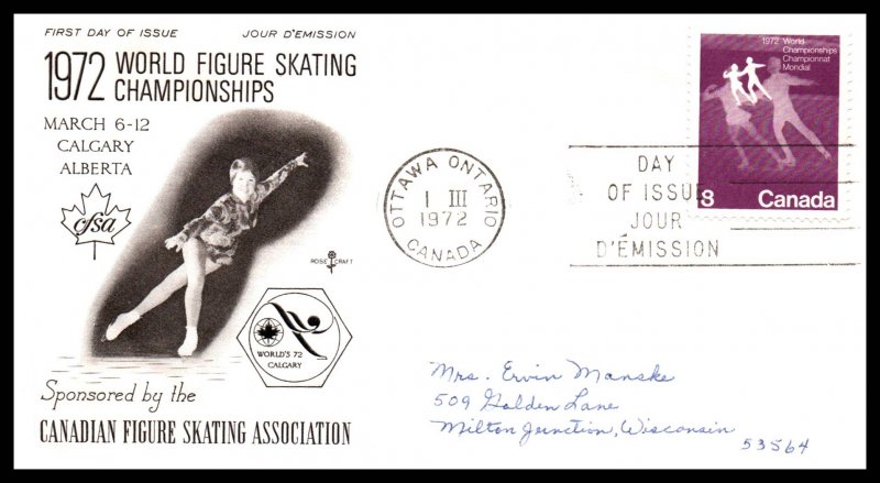 Canada 559 Figure Skating Rose Craft Pen FDC