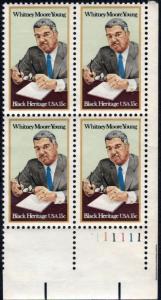 SC#1875 15¢ Whitney Moore Young Plate Block: LR #111111 (1981) MNH *