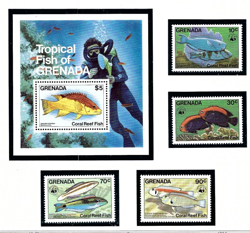 Grenada 1211-15 MNH 1984 Fish     (KA)