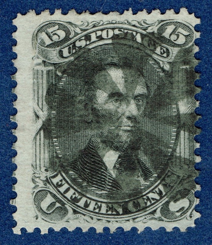 [mag121] 1868 Scott#91 15¢ black E-GRILL Lincoln cv:$600 SUPERB FANCY CANCEL