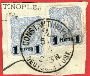 [sto443] GERMANY 1884 Turkish Offices sc#4 On Piece CONSTANSTINOPEL CDS cv:$150