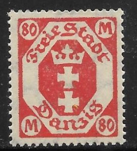Free City of Danzig - State Coat of Arms - Scott #105 80M F VF Unused (MH)
