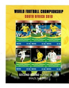 Nevis 2010 - World Cup Soccer Football - Sheet of 6 Stamps - Scott #1636 - MNH