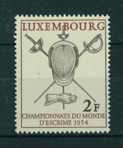 Luxembourg 1954 World Fencing Championships stamp. Mint. Sg 578