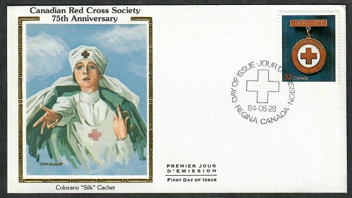 Canada 1013 Red Cross Unaddressed Colorano Silk FDC
