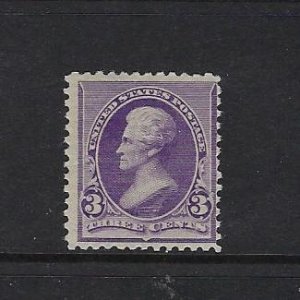 US #221 1890-93 ANDREW JACKSON 3C (PURPLE)   MINT XXX LIGHT  HINGED