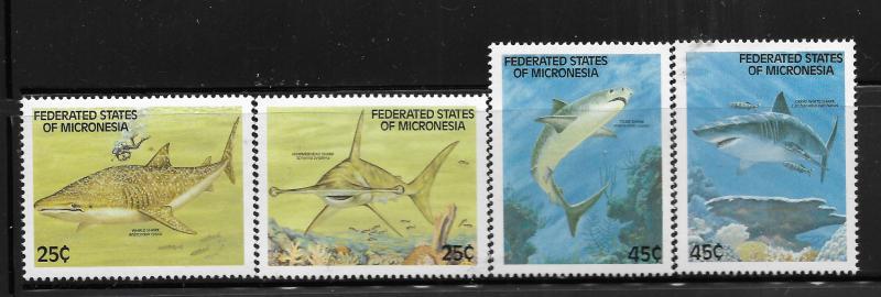 MICRONESIA,77-80,  MNH, SHARKS