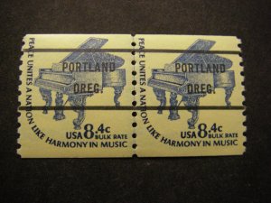 Precancel - PORTLAND OREG - Scott 1615Cd, 8.4c Piano Line Pair, shiny gum