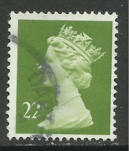 GB 1984 QE2 22p Yellow Green Machin Error Frame shift SG X963 ( B1096 )