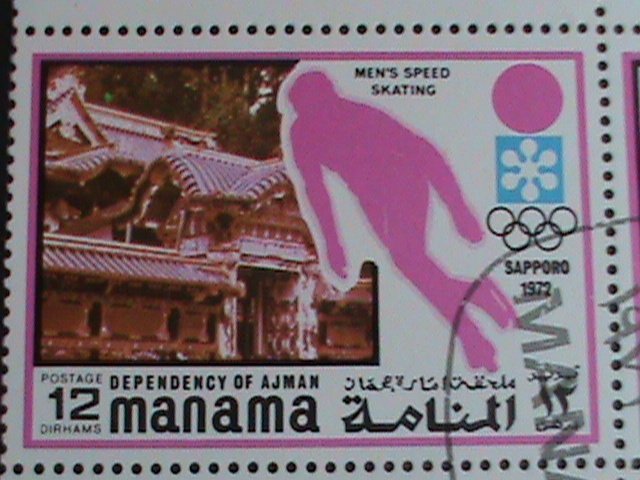 MANAMA STAMP-1972 WINTER OLYMPIC GAMES SAPPORO'72-JAPAN BLOCK OF 8 CTO VF