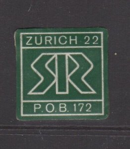 Swiss Cinderella Stamp -  SR Zurich 22, P.O.B. 172