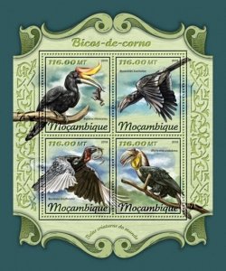 Mozambique - 2018 Hornbills on Stamps - 4 Stamp Sheet - MOZ18130a