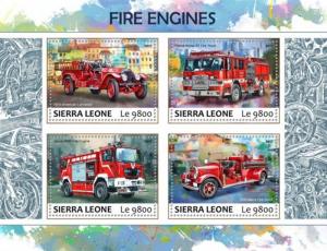 Sierra Leone - 2017 Fire Engines - 4 Stamp Sheet - SRL17701a