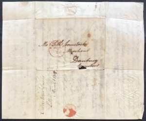 US New York to Danbury Ct Stampless Cover Fragile 3/1/1805 SEE PHOTOS L37