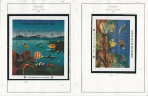 Tanzania Stamp Collection on 10 Pages, 1999-2005 Fish Mint Sets, JFZ