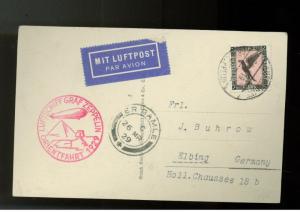 1929 Germany Graf Zeppelin Real Picture Postcard Cover Middle East Er Ramle RPPC