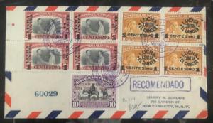 1949 Panama Airmail Cover To New York USA Mi #374 Cancer Cause Overprints