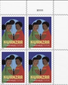 US Kwanzaa UR Plate Block of 4 Stamps. Ships 13 Oct 2022. MNH.