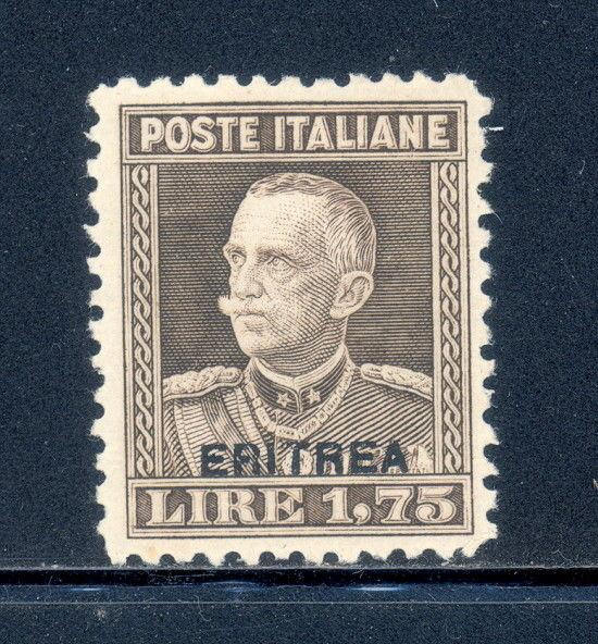 Eritrea 107A mlh with Eritrea overprint on 1,75 Lire Italian stamp