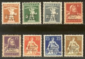 SWITZERLAND #1O1-8 Mint - 1918 War Board of Trade Set