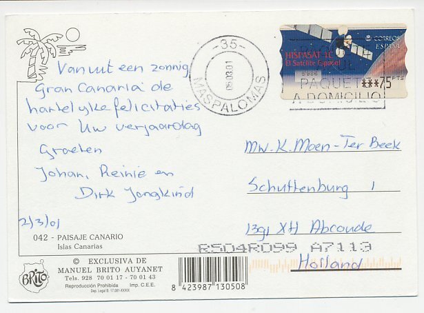 Postcard / ATM stamp Spain 2001 Satellite