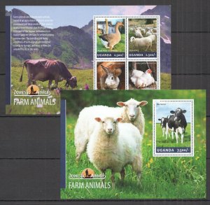 B0025 2014 Uganda Farm Animals Fauna Domestic Animals #3290-3+Bl465 Mnh