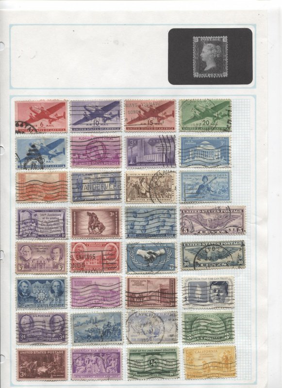 STAMP STATION PERTH- USA #160 Used Stamps on Pages - Unchecked