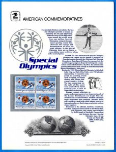 USPS COMMEMORATIVE PANEL #240 WINTER SPECIAL OLYMPICS #2142