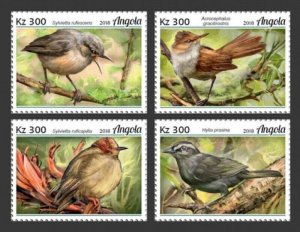 Angola - 2018 Warblers on Stamps - 4 Stamp Set - ANG18130a