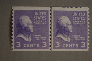 United States #842 Coil Line Pair w/ Plate Number MNH