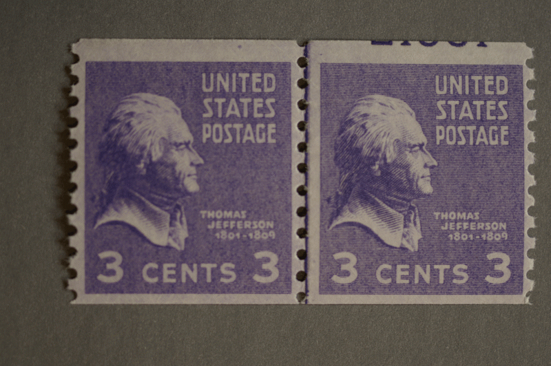 United States #842 Coil Line Pair w/ Plate Number MNH