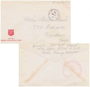 Canada Soldier's Free Mail 1944 F.P.O.-CA-2 Headquarters Squadron, 2nd Armour...