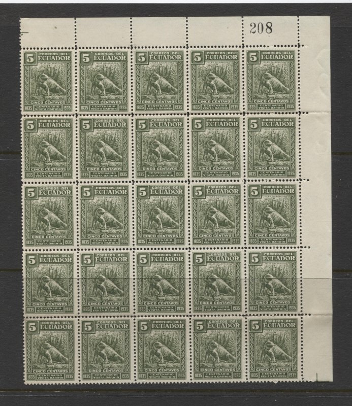 STAMP STATION PERTH Ecuador #341 Galapagos Land Iguana Corner Block of 25 MNH