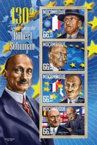 Mozambique 2016 ROBERT SCHUMAN European Parliament Sheet Perforated Mint (NH)