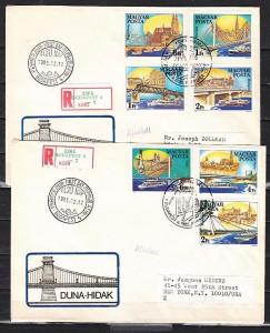 Hungary, Scott cat. 2902-2908. Danube Bridges issue on 2 First day covers. ^