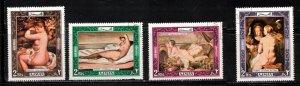 AJMAN Lot Of 4 Used Nudes By Various Artists - Nude Art Paintings On Stamps 28