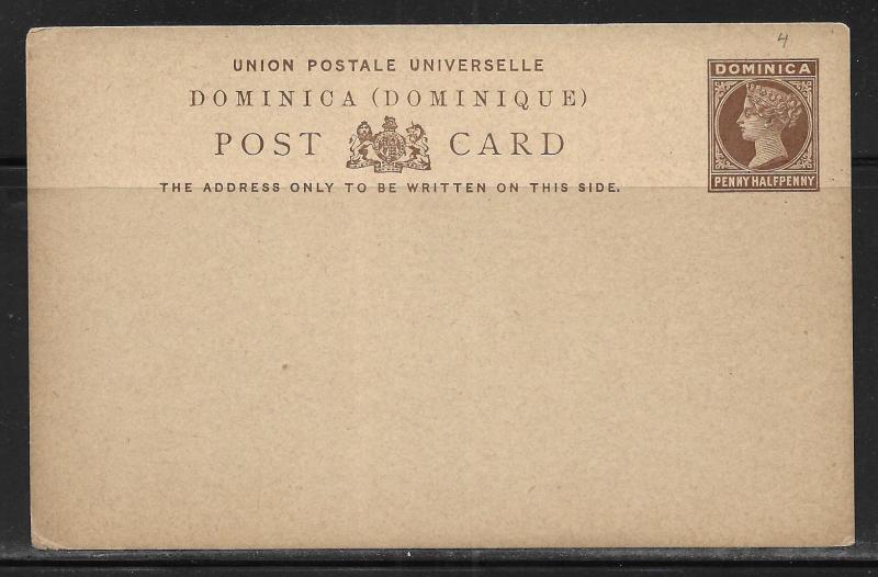 Dominica Postal Stationery Postcard HG 4 Unused