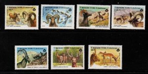 Uzbekistan Sc 104-110  1996 Wild Animals stamp set mint NH