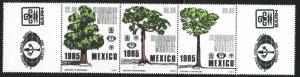 Mexico Scott 1392a MNH** 1985 Tree strip set CV$4.50