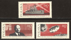 Poland Scott 1532-34 MNHOG - 1967 Russian Revolution 50th Anniv - SCV $0.75