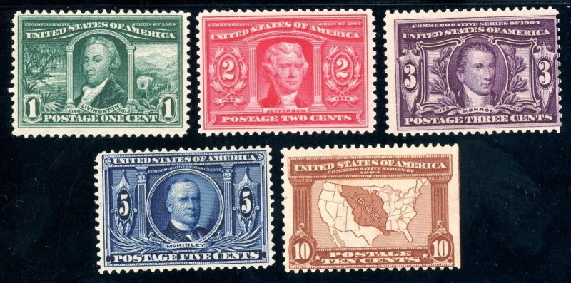 USAstamps Unused FVF US 1904 Louisiana Purchase Set Scott 323