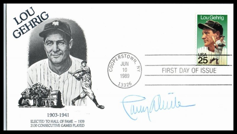 1989 Lou Gehrig The Iron Horse Sc 2417 limited FDC signed Larry Dierker (2B