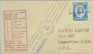 89210 - TONGA TOGA - POSTAL HISTORY - PAQUEBOT:  TIN CAN Mail COVER 1934