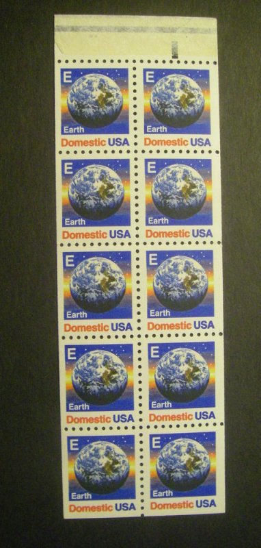 Scott 2282a, 25c E Earth pane of 10 with tab, MNH Booklet Pane