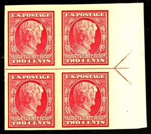 U.S. #368 MINT ARROW BLOCK OF 4 WITH PF CERT OG NH