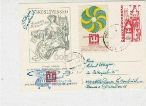 Czechoslovakia 1968 Prague World Stamp Ex Helicopter Slogan Stamp Card ref 22818