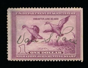 VERY AFFORDABLE GENUINE SCOTT #RW5 FINE USED 1938 FEDERAL DUCK STAMP #13194