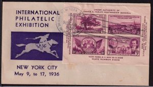 1936 TIPEX sheet of 4 Sc 778-24b Third International Expo with unknown cachet